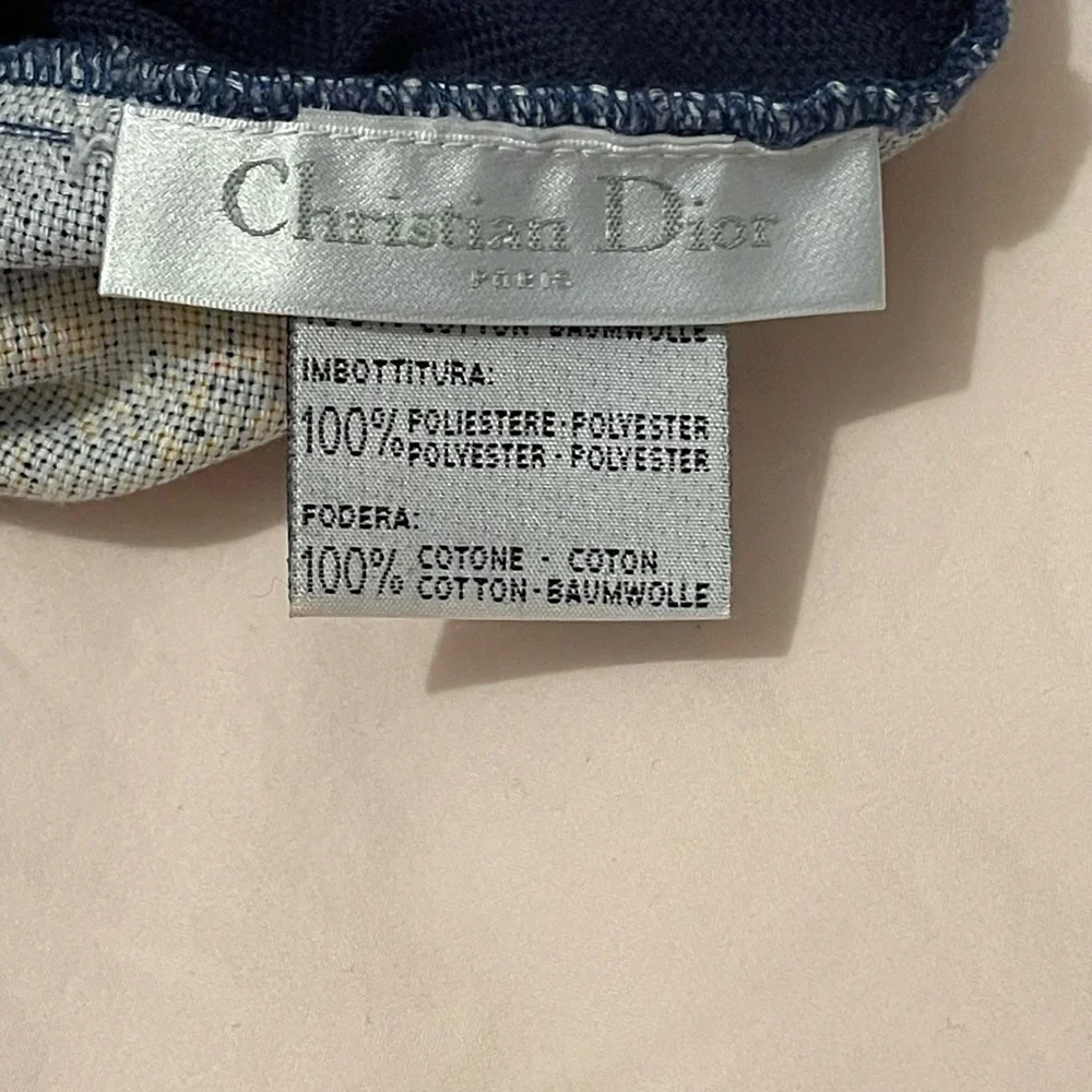 Dior Navy Blue and Yellow Giraffe Motif Accent Pillow